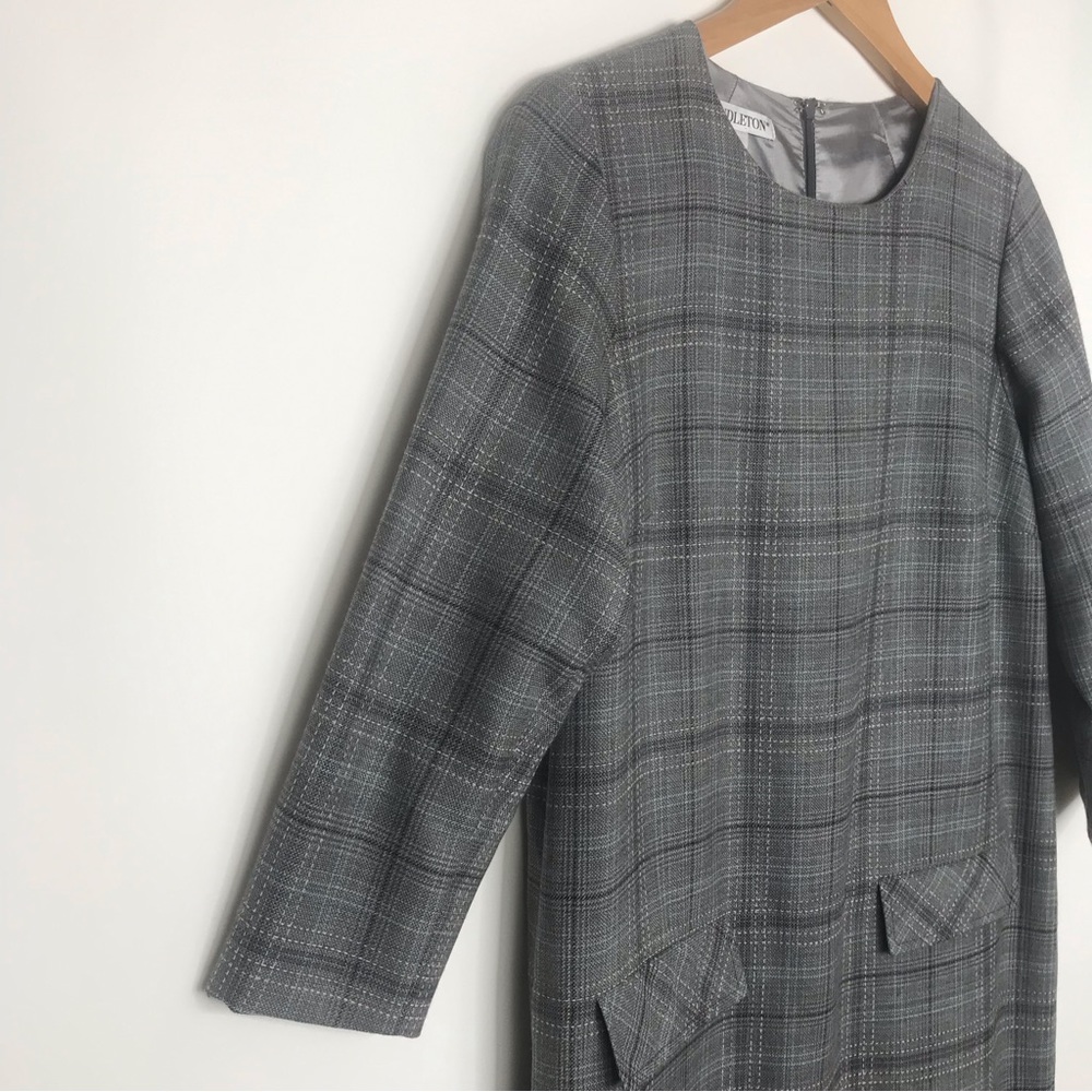 Pendleton 100% Virgin Wool Gray Blue Plaid Shift … - image 4